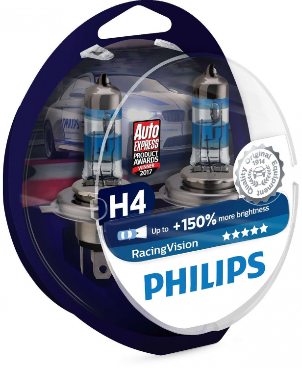 Philips H4 12V 60/55W Racing Vision +150% Set - 2 Stück